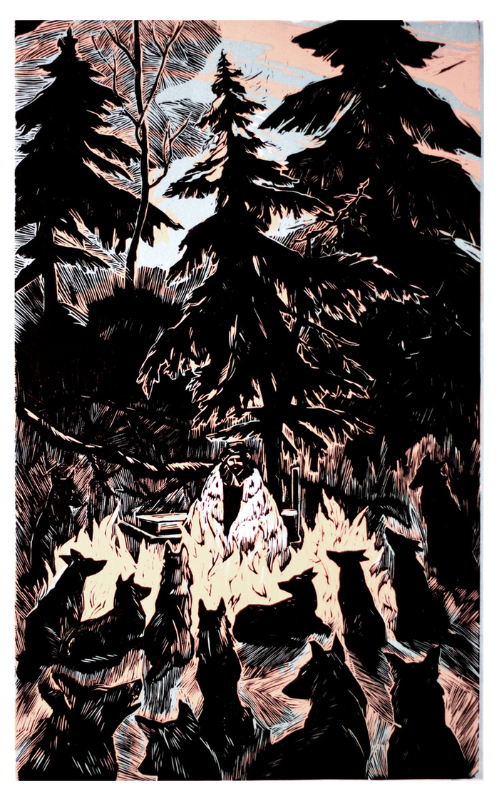 Иллюстрация к повести Джека Лондона "Белый клык" 