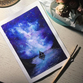 Парус. 🌈краски Mission; 🌈А5Fabriano 200gr.