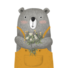 Медведь для детских постеров, открыток, одежды.