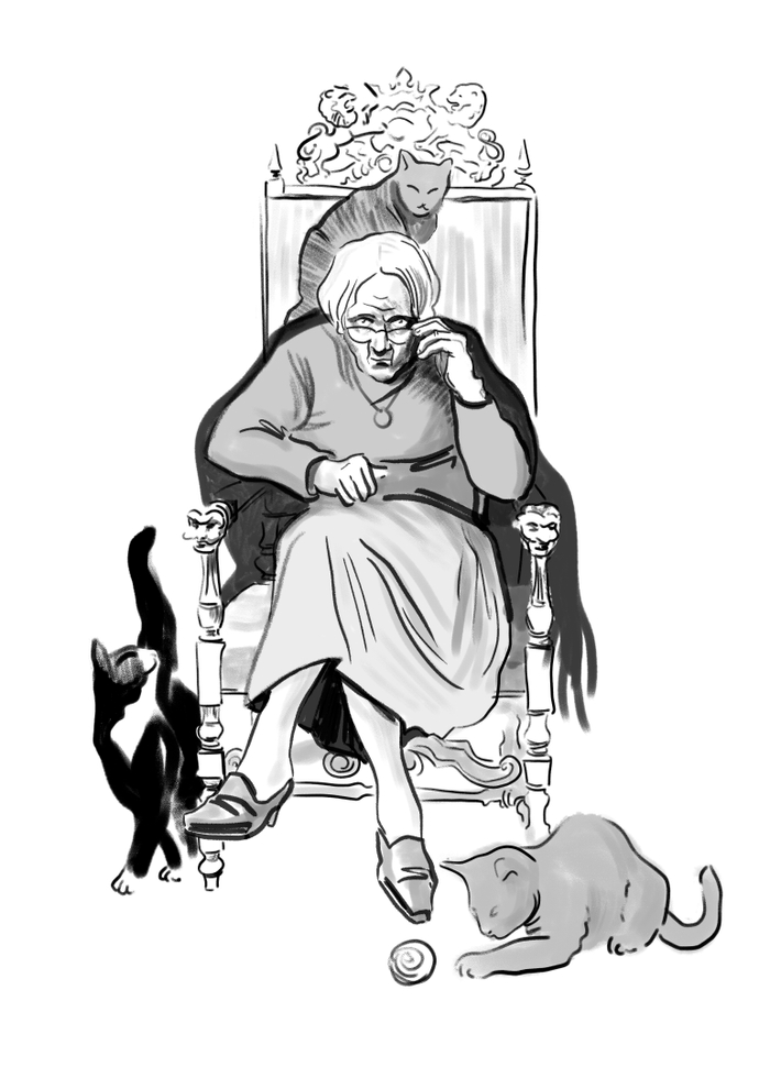 Кошки с бабулей