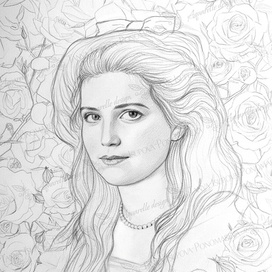 Портрет Марии Романовой для раскраски. ИИ. 