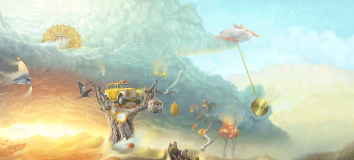 Пеликан, маятник, часы (фрагмент)