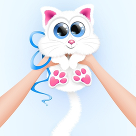 Белый котенок в подарок