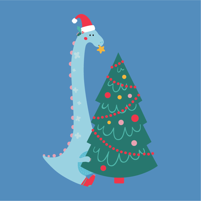 Динозавр с ёлкой