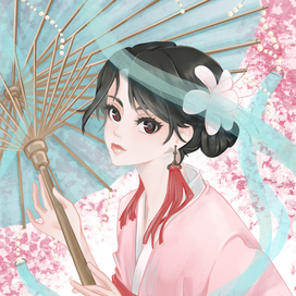 Нежная демоница под зонтом