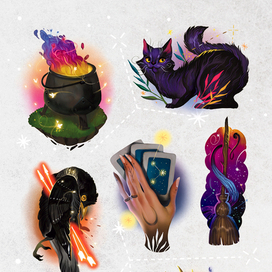 Пак стикеров для зина "Arcanes Tarot Zine I"