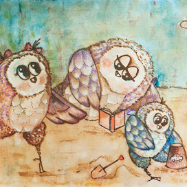 Owls on the beach