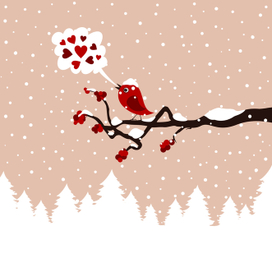 птица зимой