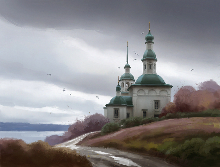 Церковь, осень