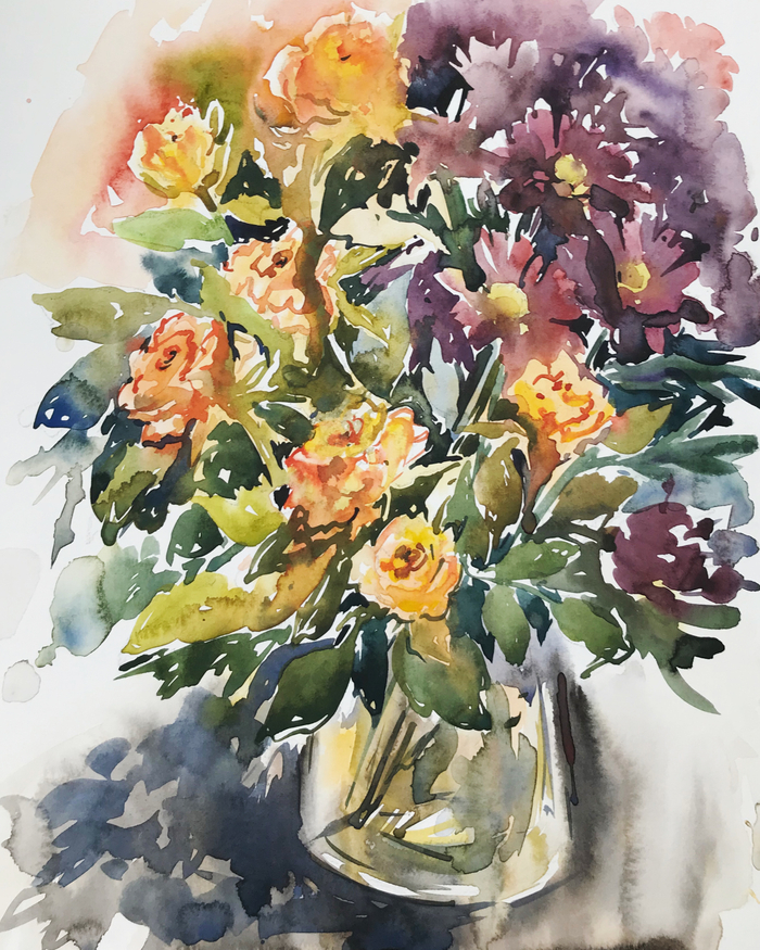 Этюд с кустовой розой