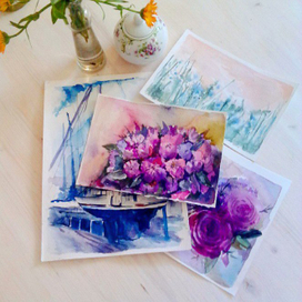 Набор акварельных зарисовок