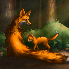 Лисица и лисёнок