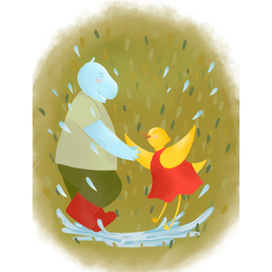Детская книжная иллюстрация «Бегемот и Утка»