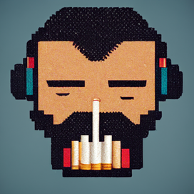 Пиксель-арт икона курящего парня