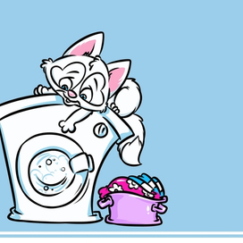 Милая кошечка стирка