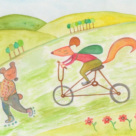 Белка На велосипеде