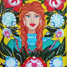 Красавица. Городецкая роспись