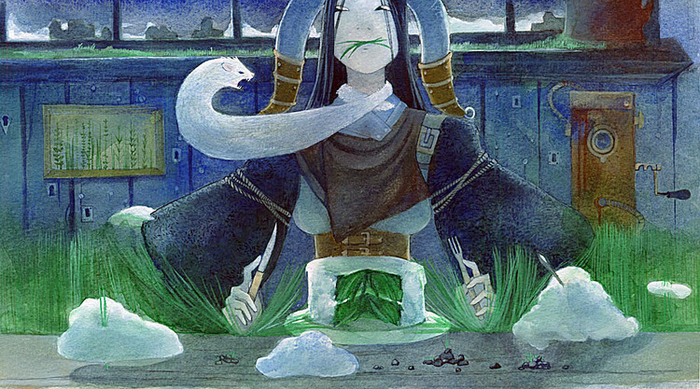 Меховой воротничок-хорёк и травоедка