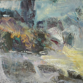 утро у озера, горы