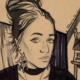 Автопортрет на крафтовой бумаге