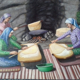 женщины пекут хлеб