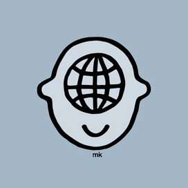 on his face is a map of the world