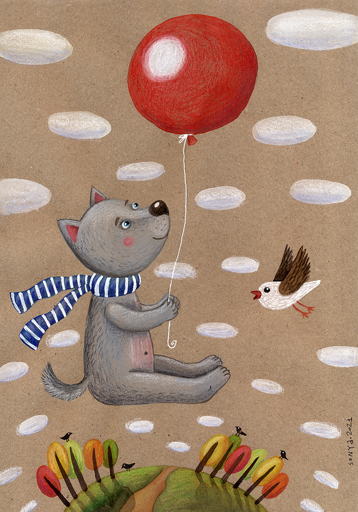 Собака на шаре