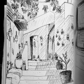 Скетч улочки в Марокко