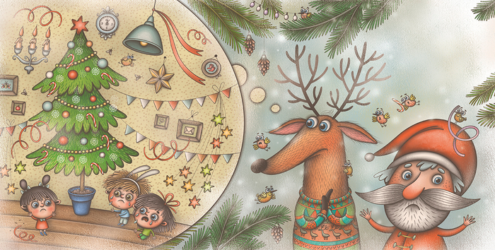 Для книжки "Санта и ленивый олень"