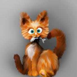 Кот стащил рыбку