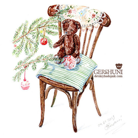 Новогодняя акварель..))