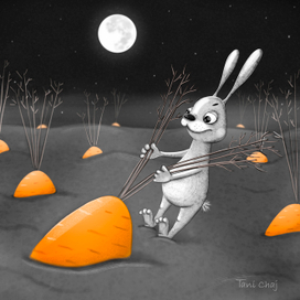 Лунный заяц в морковном поле