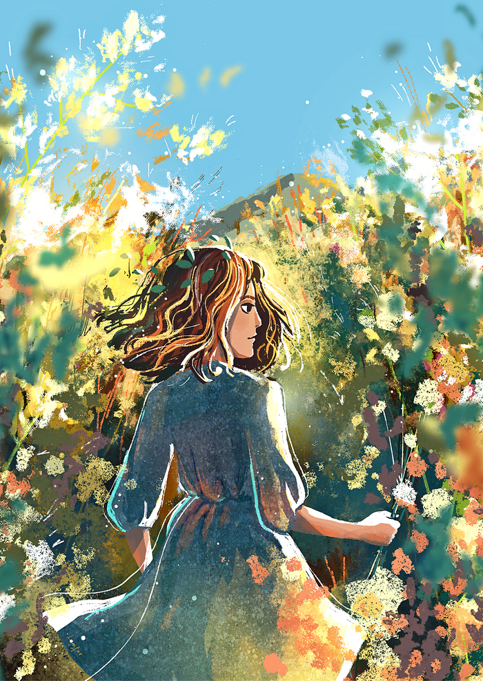 Девочка в траве