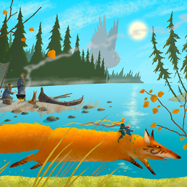 Рыжий лис на фоне ноября