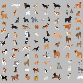 100 собак векторная графика