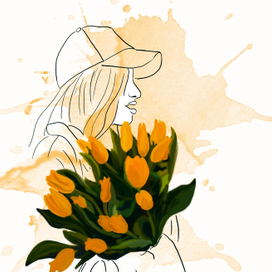 Девушка с желтыми тюльпанами
