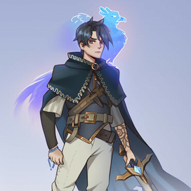 Мечник с магической птицей