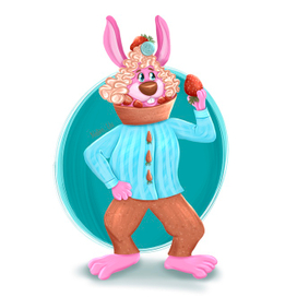 Концепт бренд-персонажа для кондитерской Кролик Поллукс.