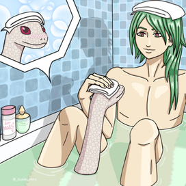 Бай Чжу с Чан Шэн в ванне.