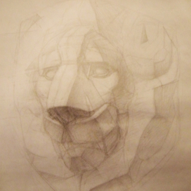 учебный рисунок: голова льва
