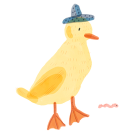 Уточка в шляпке. Детская иллюстрация