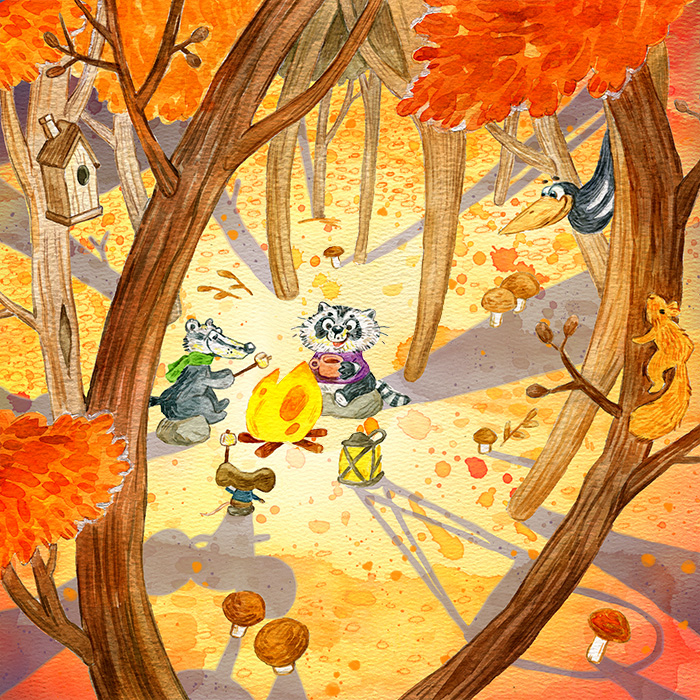 Костер в лесу