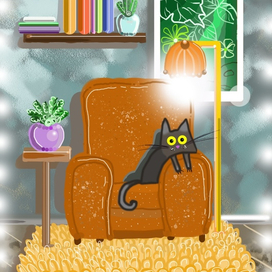 Отражение кота в зеркале.