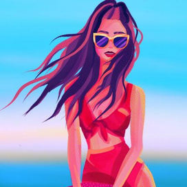 Комикс девушка на пляже