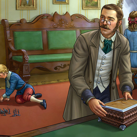 "город в табакерке" Иллюстрация к детской интерактивной книге