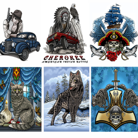 Сюжеты к принтам на одежду и постерам -н1