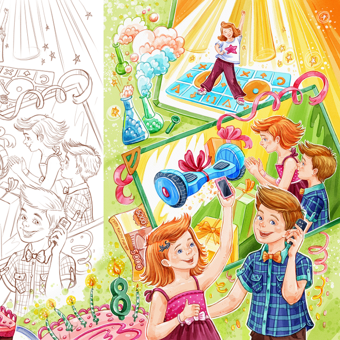 Диджитал-акварель для книги