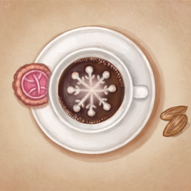 Новогодний кофе. Иллюстрация. Цифровая живопись