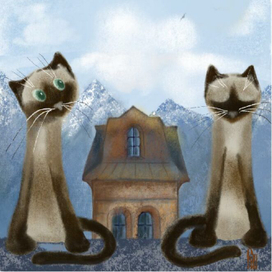 Коты в горах. Работа для календаря "Где живут коты". 