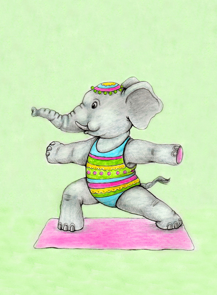 "Индийский слон". Поза Воина 2 -Вирабхадрасана.